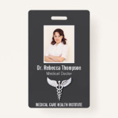 White Clean Gedetailleerde Caduceus Medische Foto- Badge (Voorkant)