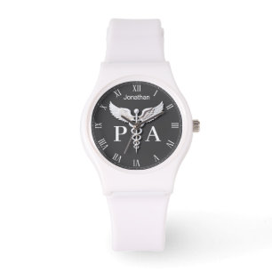 White Clean Medical Caduceus Artsenassistent Horloge