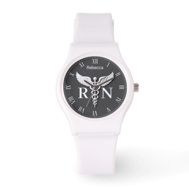 White Clean Medical Caduceus Geregistreerde Verple Horloge (Voorkant)