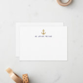 White Clean Nautical Anchor Custom Stationery Notitiekaartje (Voorkant / Achterkant in situ)