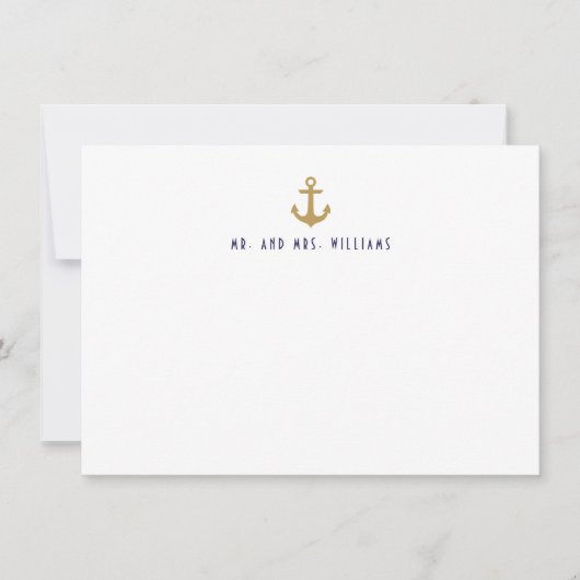 White Clean Nautical Anchor Custom Stationery Notitiekaartje (Voorkant)