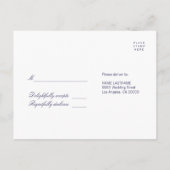 White Clean Navy Blue Lines Response RSVP Briefkaa Uitnodiging Briefkaart (Achterkant)