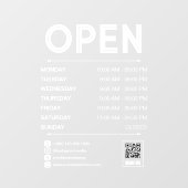 White Clean Praktische Openingstijden QR Code Raamsticker (Vel)