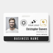 White Clean Voeg 3 logo's toe Kantoor Medewerker Badge (Voorzijde)