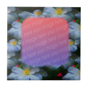 White Clematis drijft je foto teile Tegeltje