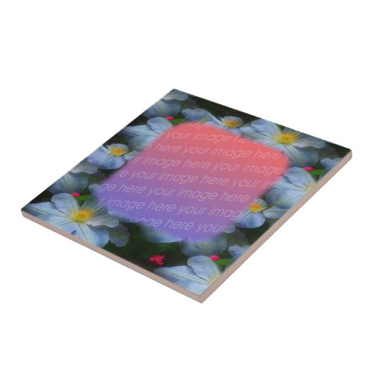 White Clematis drijft je foto teile Tegeltje (Zijkant)