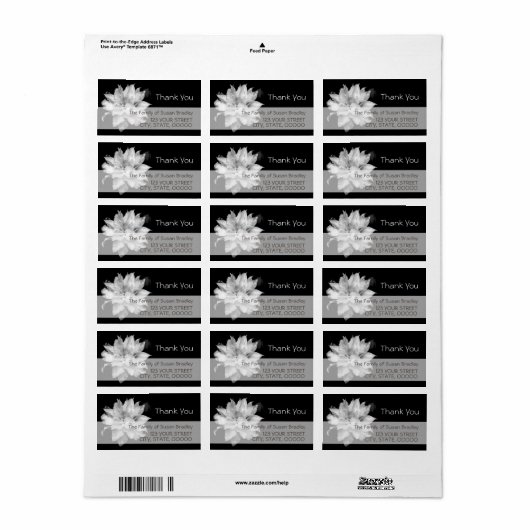 White Clematis Familie Dank u wel Etiket 3 (Full Sheet)