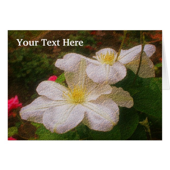 White Clematis Floral Art-fotokaart (Voorkant Horizontaal)