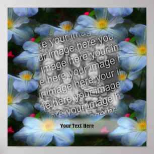 White Clematis Flower Lijst Creëer Uw eigen foto Poster