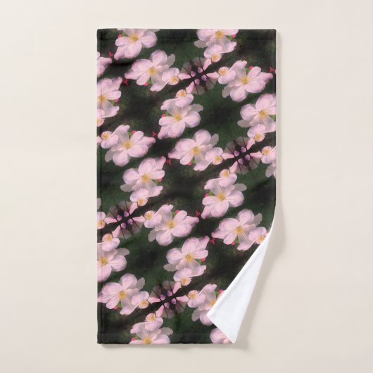 White Clematis Flower Pair Abstract Floral Pattern Bad Handdoek (Handdoek)