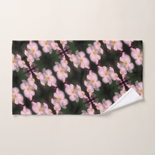 White Clematis Flower Pair Abstract Floral Pattern Bad Handdoek (Handdoek)