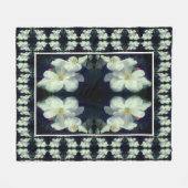 White Clematis Flower Pair Abstract Floral Pattern Fleece Deken (Voorkant (Horizontaal))