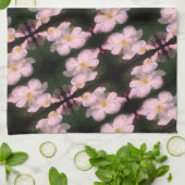 White Clematis Flower Pair Abstract Floral Pattern Theedoek (Gevouwen)