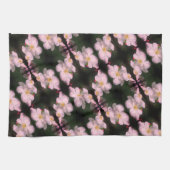 White Clematis Flower Pair Abstract Floral Pattern Theedoek (Horizontaal)