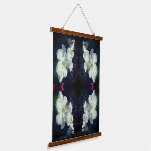 White Clematis Flower Pair Abstract Hangend Wandkleed (Gebogen)
