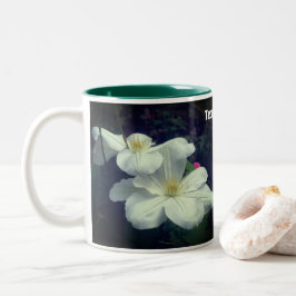 White Clematis Flower Pair Personalized Tweekleurige Koffiemok