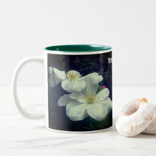 White Clematis Flower Pair Personalized Tweekleurige Koffiemok