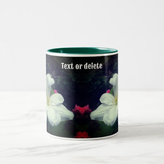 White Clematis Flower Pair Personalized Tweekleurige Koffiemok (Center)