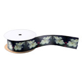 White Clematis Flower Pair Satijnen Lint (Spoel)