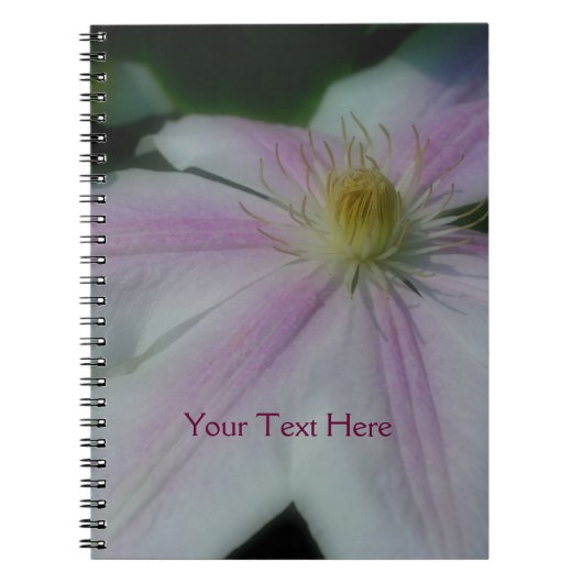 White Clematis Flower Personalized Natuur Notitieboek (Voorkant)