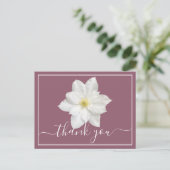 White Clematis Flower Plum Background Bedankt Briefkaart (Staand voorkant)