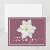 White Clematis Flower Plum Background Bedankt Briefkaart (Voorkant / Achterkant)