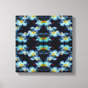 White Clematis Flowers Abstract Canvas Afdruk