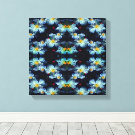 White Clematis Flowers Abstract Canvas Afdruk (Insitu (Houten vloer))