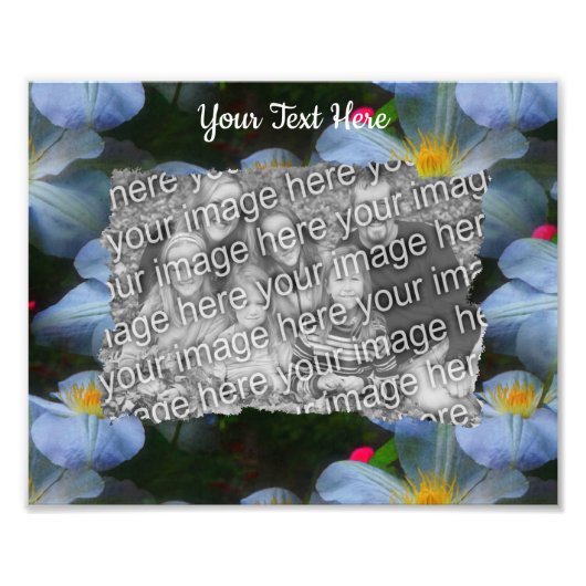 White Clematis Flowers Lijst Sjabloon Foto Afdruk (Voorkant)