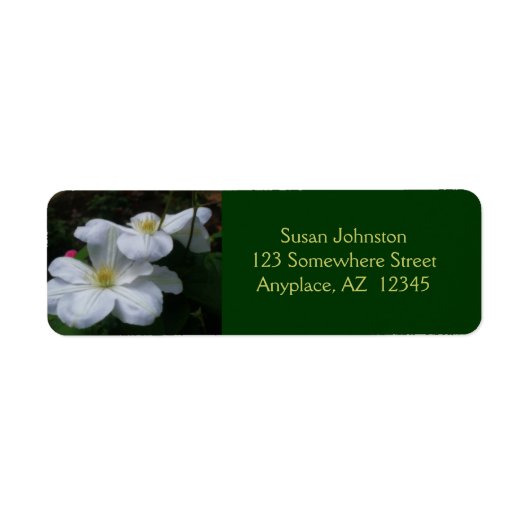 White Clematis Pair Flower Address Label (Voorkant)