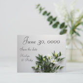 White clematis-regeling save the date (Staand voorkant)