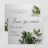 White clematis-regeling save the date (Voorkant / Achterkant)