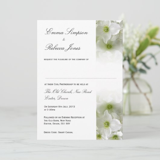 White Clematis - Uitnodiging voor een civiel partn (Staand voorkant)