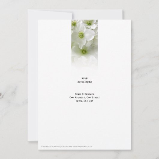 White Clematis - Uitnodiging voor een civiel partn (Achterkant)