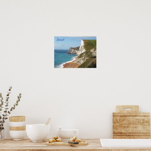White Cliffs langs Jurassic Coast, Dorset, Engelan Poster (Keuken)