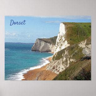 White Cliffs langs Jurassic Coast, Dorset, Engelan Poster