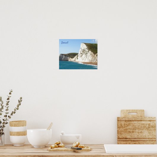 White Cliffs langs Jurassic Coast, Dorset, Engelan Poster (Keuken)