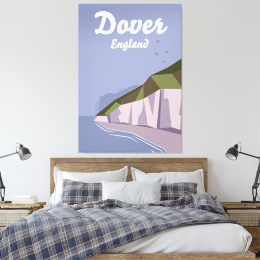White Cliffs of Dover reisposter Canvas Afdruk (Insitu (Slaapkamer))