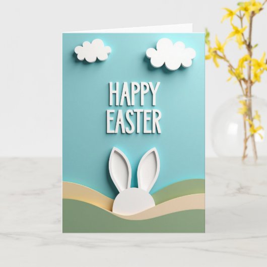 White Cloud Easter Scene Card Kaart (Gele Bloem)