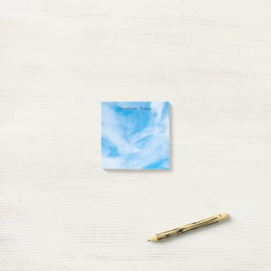 White Clouds Blue Sky Modern Professional Elegant Post-it® Notes (Op bureau)