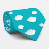 White Clouds on Blue Sky Stropdas – Serene Natuur (Opgerold)