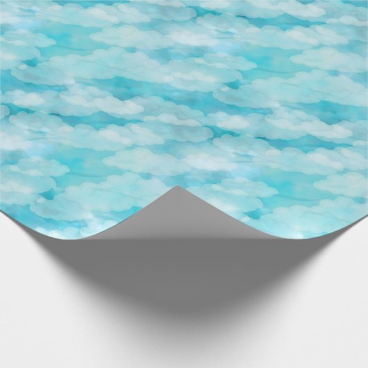White Clouds Pattern Blue Sky Cadeaupapier (Hoek)