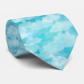 White Clouds Pattern Blue Sky Stropdas (Opgerold)