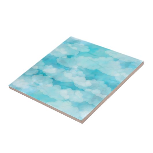 White Clouds Pattern Blue Sky Tegeltje (Zijkant)