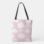 White Clouds Pattern Gepersonaliseerde Blush Canva Tote Bag (Achterkant)