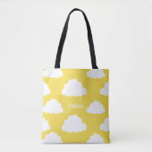 White Clouds Pattern Gepersonaliseerde Gele Canvas Tote Bag (Voorkant)