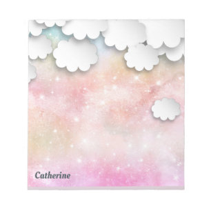 White Clouds Pink Sky Dreamweaver 3D Paper Cuting  Notitieblok