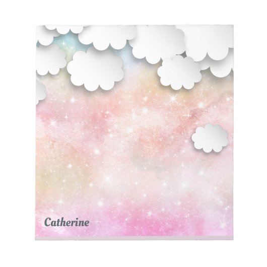 White Clouds Pink Sky Dreamweaver 3D Paper Cuting  Notitieblok (Voorkant)