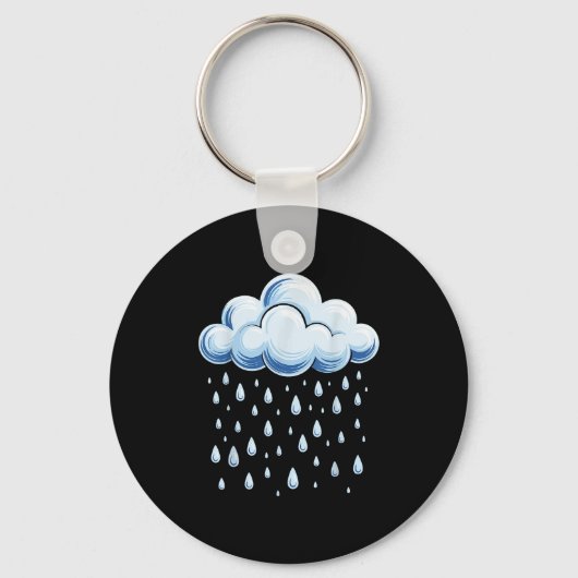 White Clouds Rain Drop Shirt Adult Kids Men Women  Sleutelhanger (Voorkant)