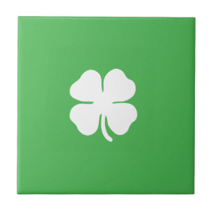 White Clover Leaf Ceramic Tile Tegeltje